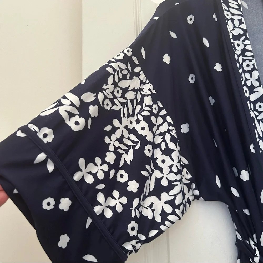 In Bloom by Jonquil Navy Blue Floral Kimono Robe - 3 Available! - Picture 2 of 13